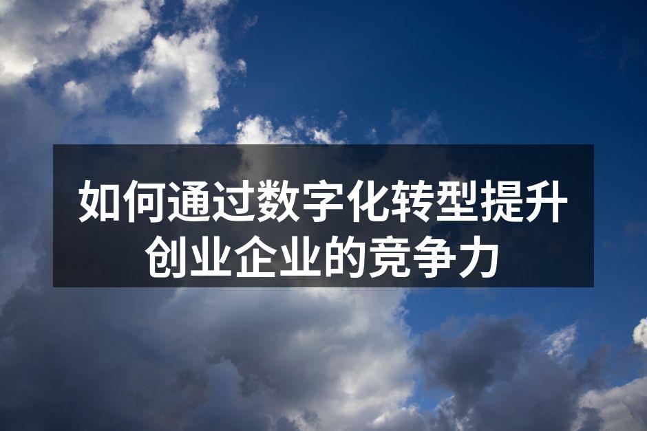 如何通过数字化转型提升创业企业的竞争力