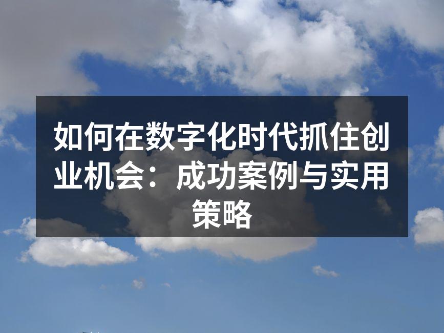 如何在数字化时代抓住创业机会：成功案例与实用策略